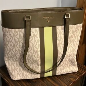 Michael Kors Tote - Army Green and Cream